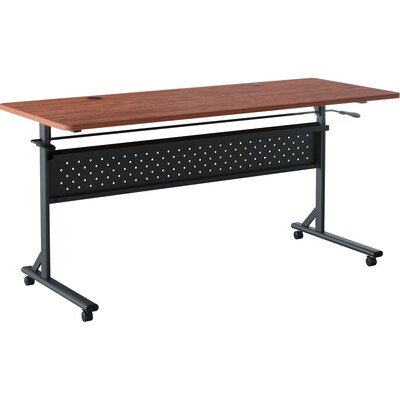Lorell Shift 2.0 24W x 60D Foldable Flip & Nesting Mobile Table, Laminated, With Wheels, Cherry (LLR60762)