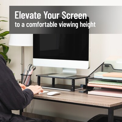Mind Reader Adjustable Monitor Stand and Ventilated Laptop Riser, Black (4LEGMET-BLK)