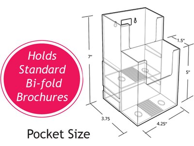 Azar Sign Holder Frame with Two-Tier Trifold Pockets, 4.25" x 9.13", Clear Acrylic, 2/Pack (252059)