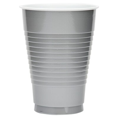 JAM Paper Plastic Party Cups, 12 oz, Silver, 20/Pack (255525373)