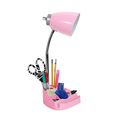 Creekwood Home Sleek Essentials 18.5" Flexible Coordinating Desk Lamp with USB Port and Storage, Pink (CWD-1004-PN)