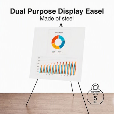 Quill Brand® Display Easel, 58, Black Metal (28218US/50446US)