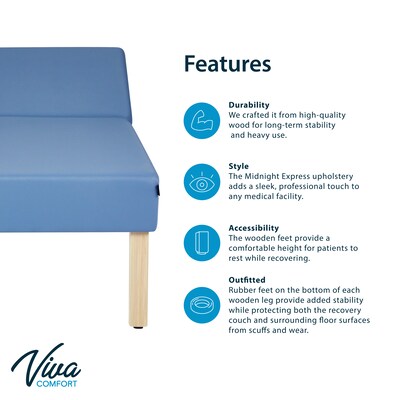 Viva Comfort Lucas Therapy Treatment Recovery Couch with Adjustable Backrest, Blue (ADI996-11-BLU-MK)