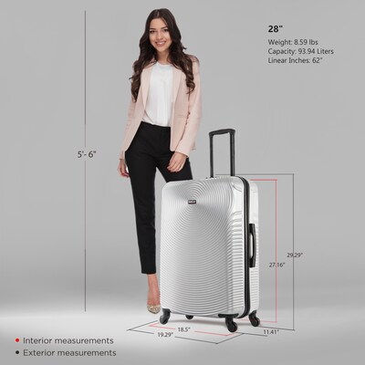 DUKAP Inception 29.29" Hardside Suitcase, 4-Wheeled Spinner, TSA Checkpoint Friendly, Silver (DKINC00L-SIL)