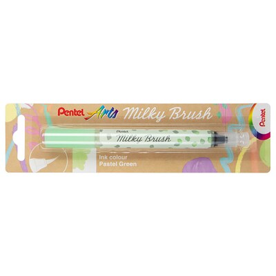 Pentel Milky Brush, Green Ink, 3/Bundle (PTAXGFHBPPKX-3)