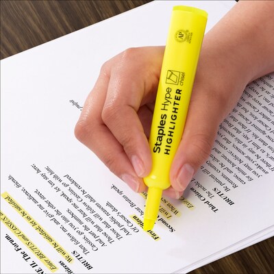 Staples Hype Tank Highlighter, Chisel Tip, Yellow, 36/Pack (ST62941)