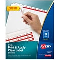 Avery Index Maker Print & Apply Label Dividers, 8-Tab, White, 50 Sets/Pack (11557)