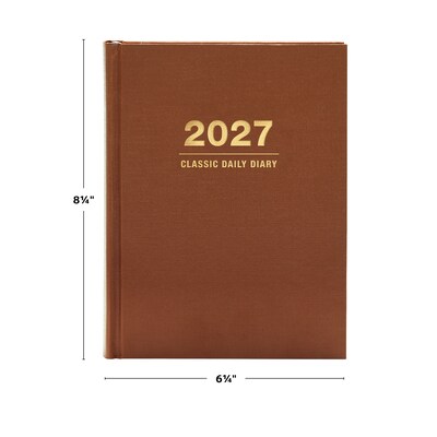 2027 Excello Brands 7.3" x 8.5" Daily Standard Planner, Paperboard Cover, Brown (CD68-CY27-BN)