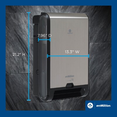 enMotion® Flex Automated Touchless Roll Paper Towel Dispenser by GP PRO, Stainless, 13.310”W x 7.960”D x 21.250”H(59766)