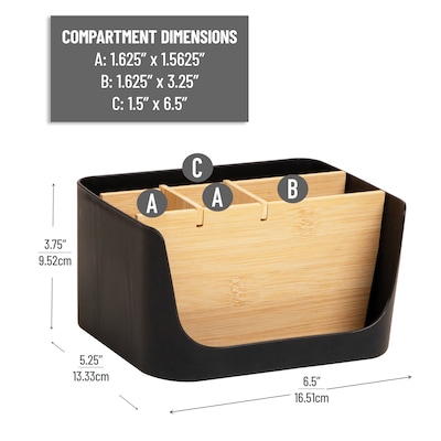 Mind Reader 5-Compartment Plastic Desk Organizer, Black (SLORG-BLK)