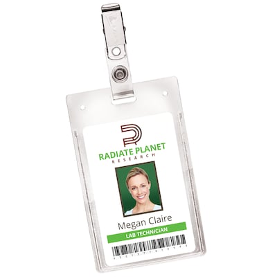 Avery Secure Top Heavy Duty Clip Style Name Badge Holders, 3 1/2" x 2 1/4", Clear Portrait Holders, 50/Box (2920)