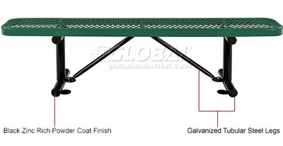 Global Industrial 6' Outdoor Steel Flat Bench, Expanded Metal, Green (277156GN)