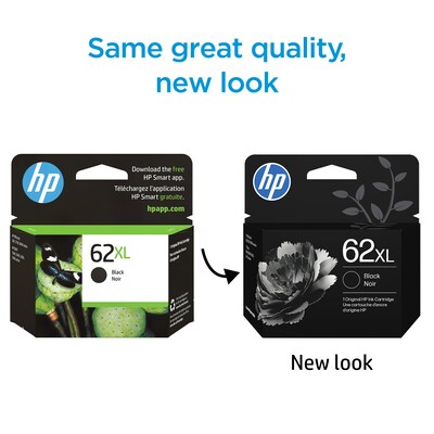 HP 62XL Black High Yield Ink Cartridge, Prints Up to 600 Pages (C2P05AN#140)