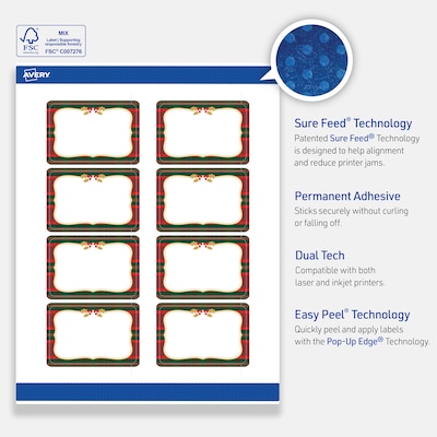 Avery Rectangle Multipurpose Labels, 2" x 3", White, 80/Pack (19479370516)
