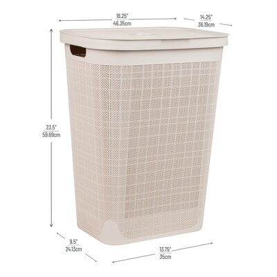 Mind Reader 15.85-Gallon Hamper with Lid, Plastic, Ivory (60FABHAMP-IVO)