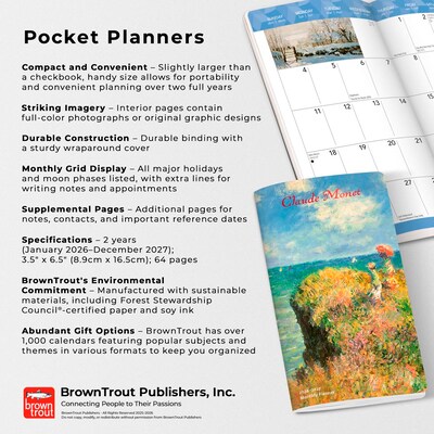 2026-2027 BrownTrout Claude Monet 3.5" x 6.5" Monthly Planner (9798330704651)