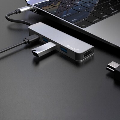 SaharaCase Aluminum 5-in-1 USB-C Hub Adapter for PC & Mac Laptops (LT00072)