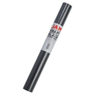 JAM Paper Short Mini Roll Wrapping Paper, 26.3 sq. ft., Black Kraft, 2/Pack(2770135K263a)