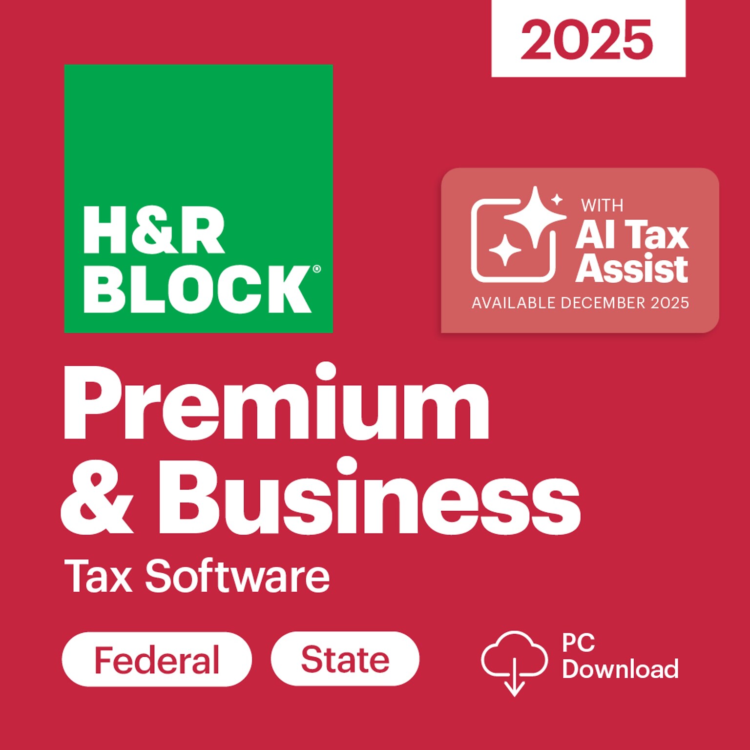 H&R Block Tax Software Premium & Business 2025 for 1 User,  Windows, Download (HRB641800V019)