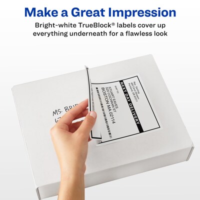 Avery TrueBlock Inkjet Shipping Labels, 5-1/2" x 8-1/2", White, 50 Labels/Pack (8126)