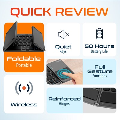 Delton F75 Small Wireless Foldable Portable Keyboard and Touchpad, Black (DKBF75)