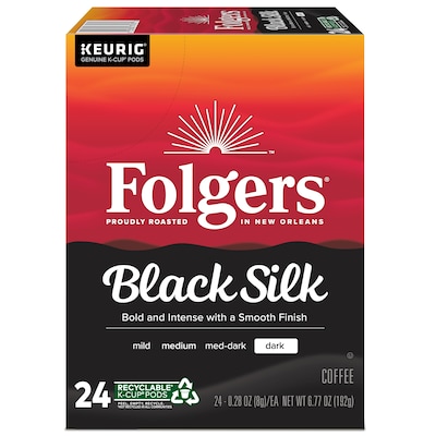 Folgers Black Silk Coffee Keurig® K-Cup® Pods, Dark Roast, 24/Box (6662)