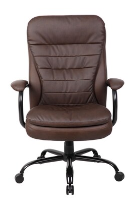 Boss LeatherPlus Faux Leather Executive Big & Tall Chair, 400 lb. Capacity, Bomber Brown (B991-BB)