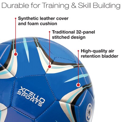 Xcello Sports Size 3 Soccer Balls with Pump, Blue/White, 2/Pack (SB-S3-2-ASST-5)