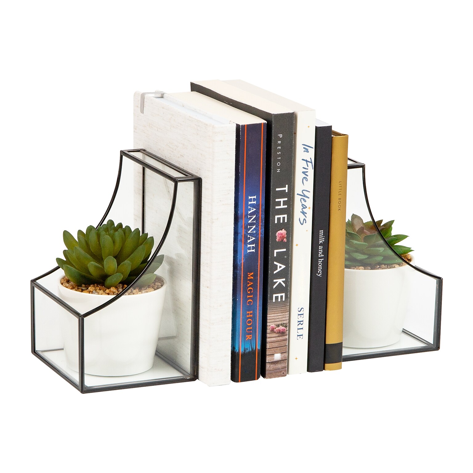 Mind Reader Metal Terrarium Bookends, 6.25, Black (GLBOOK2-BLK)