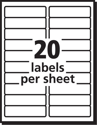 PRES-a-ply Laser/Inkjet Address Labels, 1" x 4", White, 20 Labels/Sheet, 100 Sheets/Box, 2,000 Labels/Box (30601)