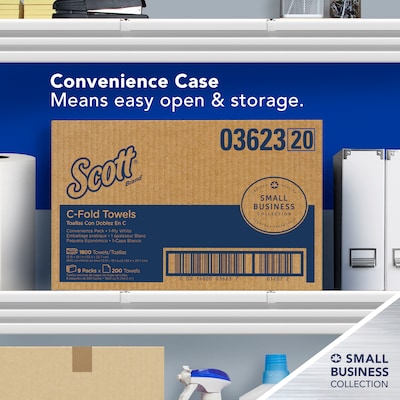 Scott Essential Recycled C-Fold Paper Towels, 1-Ply, 200 Sheets/Pack, 9 Packs/Carton (03623)