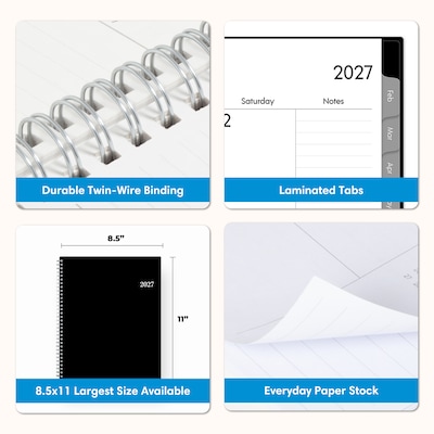2027 Blue Sky 8.5" x 11" Weekly & Monthly Planner, Black (160975)