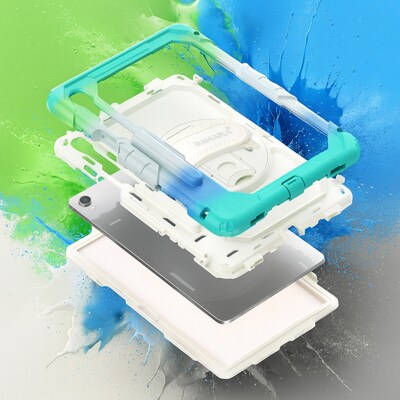 SaharaCase Raider Series Kid Proof Heavy Duty Case with Hand Strap for Galaxy Tab S11, Shoulder Strap, Splash Blue (TB00489)