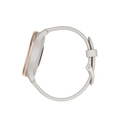 Garmin vívomove Trend Smartwatch, 40.4mm, Peach Gold Stainless Steel Bezel, Ivory Silicone Band (010-02665-01)