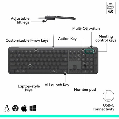 Logitech Signature Slim MK625 Wired Keyboard and Optical Mouse Combo, Graphite (920-013303)
