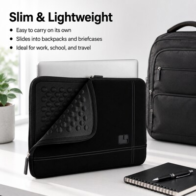 SumacLife 13" Microsuede Laptop Sleeve, Black (NbkLea674)