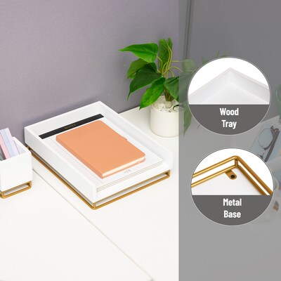 Mind Reader Metal Accessory Tray, White (WDMTRAY-WHT)