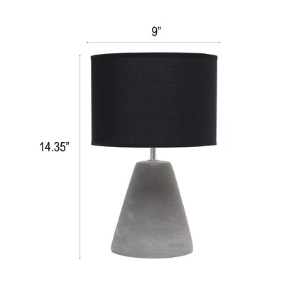 Creekwood Home Tapered Concrete 14.37" LED Table Lamp, Black (CWT-1010-BK)