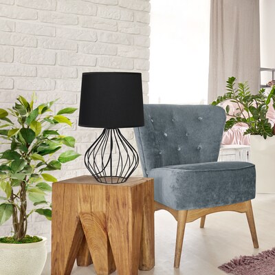 Simple Designs Geometrically Wired Table Lamp, Black (LT2086-BOB)