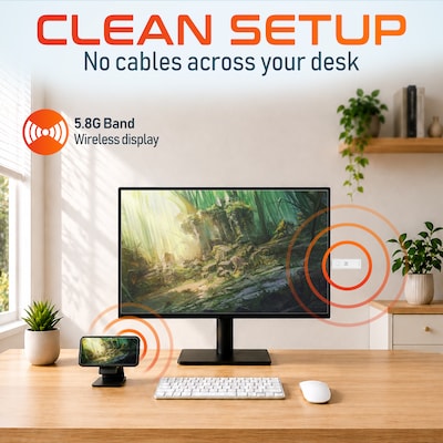 Delton D5 1080p Wireless HDMI Screen Mirroring Display Adapter, 98 ft Range, White (DVAD5WH)