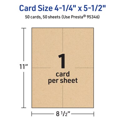 Avery Matte General Use Blank Cards, Kraft Brown, 50/Box (95346)