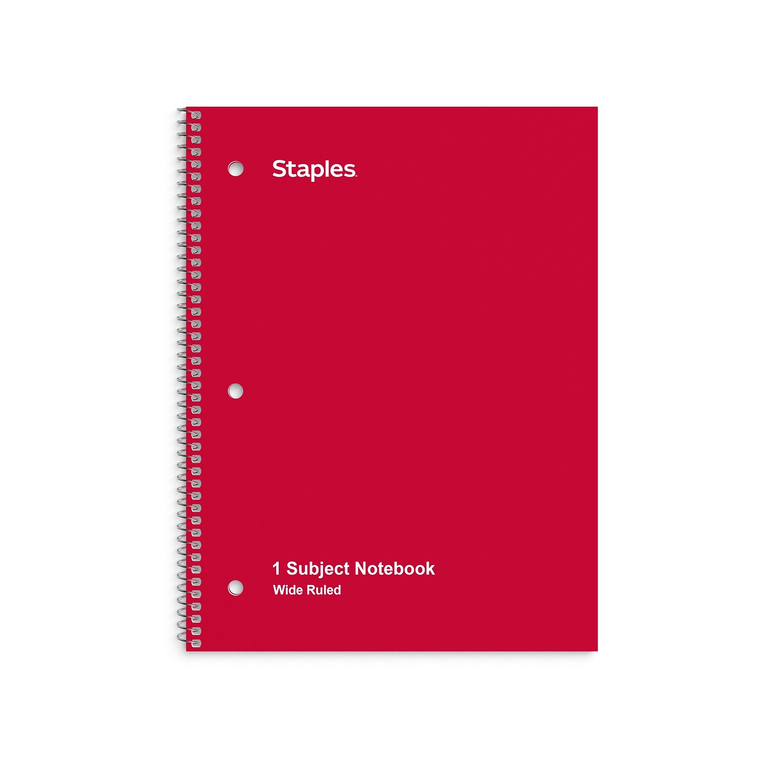 Staples 1-Subject Notebooks, 8 x 10.5, Wide Ruled, 70 Sheets, Red (ST24007C)