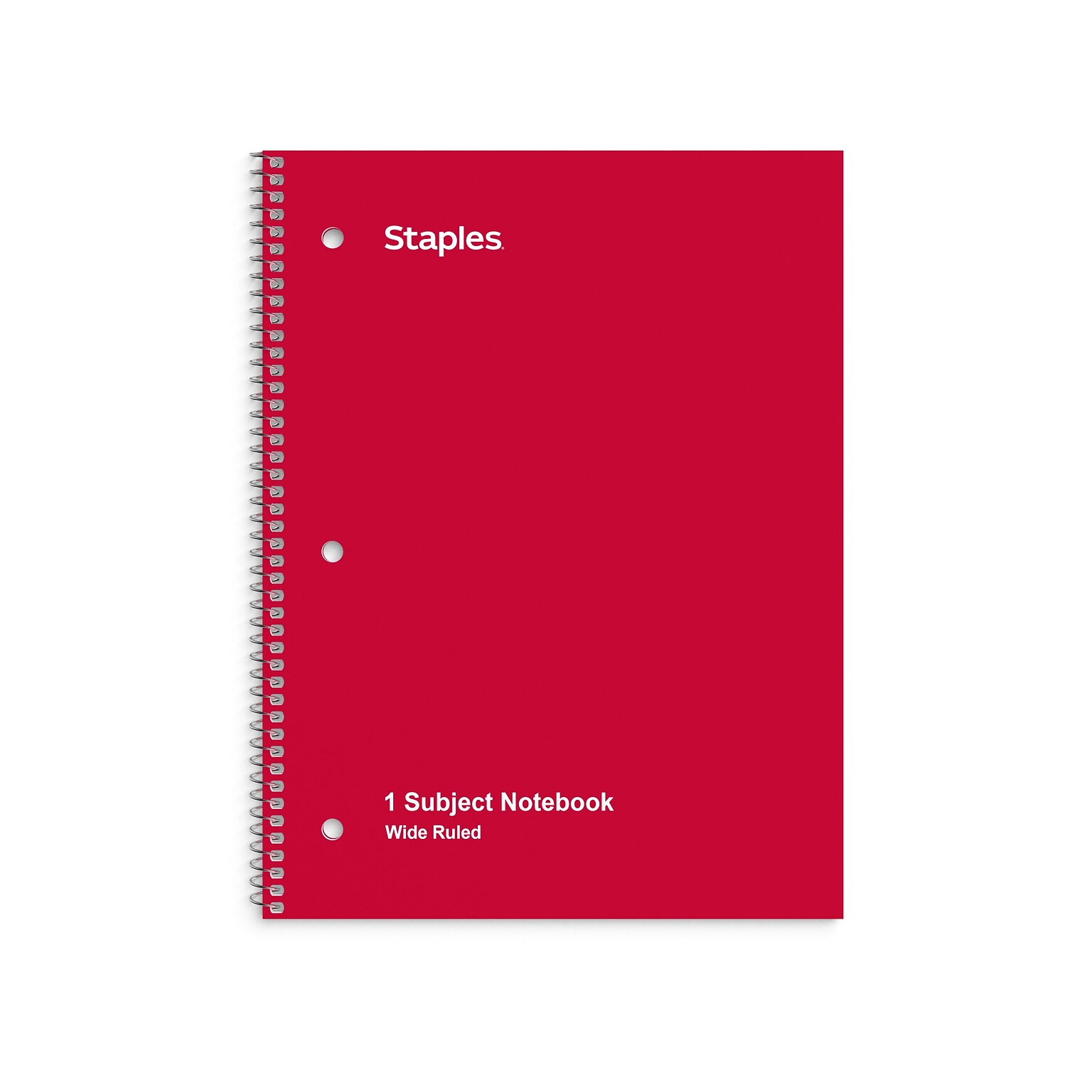 Staples 1-Subject Notebook, 8 x 10.5, Wide Ruled, 70 Sheets, Red (TR24007)