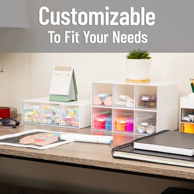 Mind Reader 9-Compartment Plastic Desk Organizer, White (BOX9-WHT)