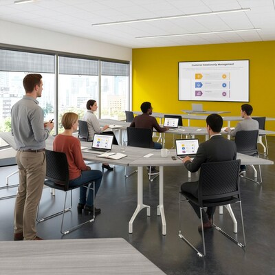 Bush Business Furniture Synergy 60W Trapezoid Shaped Conference Table, Platinum Gray (SGD160PG)