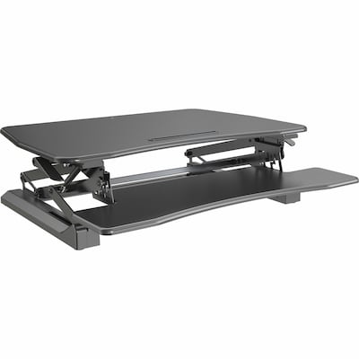 Lorell Active Office Adjustable Gas Lift Monitor Riser Stand, Up to 47" Monitor, Black (LLR99553)