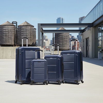 InUSA Pilot 4-Piece Hardside Spinner Luggage Set, TSA Checkpoint Friendly, Blue (IUPILSMLXL-BLU)