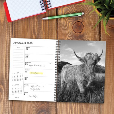 2026 Willow Creek Highland Cows 6.5" x 8.5" Daily & Monthly Personal Organizer (58480)