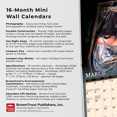 2026 BrownTrout Witches Alchemy 7" x 7" Monthly Wall Calendar (9798330708048)