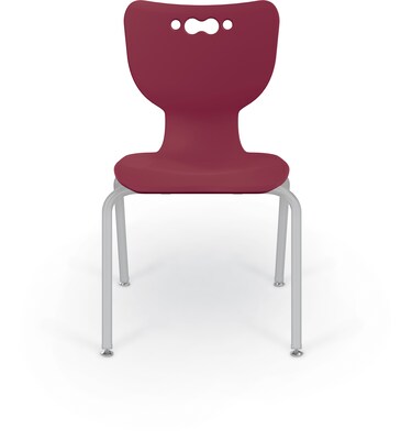 MooreCo 18" Hierarchy Student Chair with 4 Legs, Maroon/Platinum Base (703673562607)